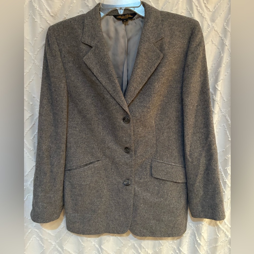 Brooks Brothers Charcoal Gray Camel Hair Single-Breasted Blazer 8